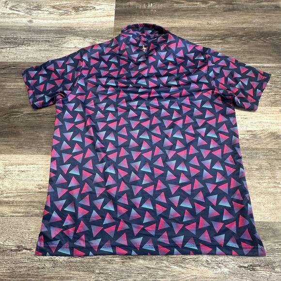 Tailor Byrd Navy Bue Purple Men XL Geometric Patterned Golf Polo Shirt Wicking - Picture 3 of 10